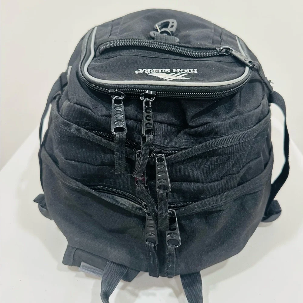 High Sierra Backpack Padded Black Book Travel Work‎ School Camping Bag